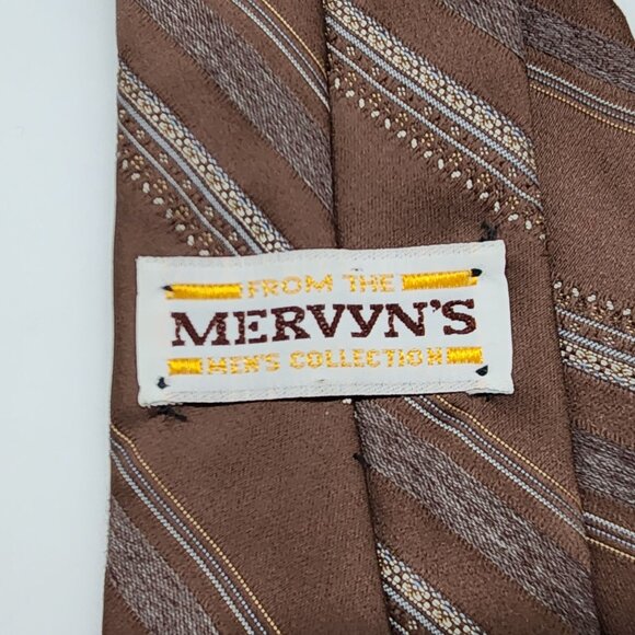Mervyn's Necktie Stripe Brown Textured 3" W 54" L VTG Retro - Picture 5 of 5
